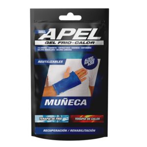 Banda de Gel Frío-Calor para Muñeca APEL ajustada en la muñeca, utilizada para aliviar esguinces, tendinitis y artritis.